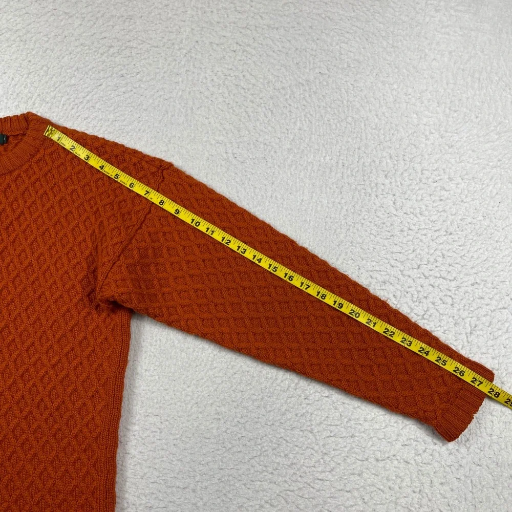 J. Crew Wool Sweater Womens Large Burnt Orange Diamond Cable Knit‎ Crew Classic